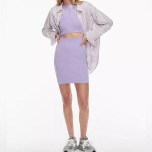 Aritzia wilfred free knit cutout mini dress lavender purple